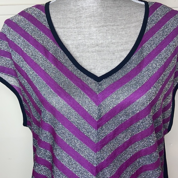 Guess Purple and Black Sheer Striped Shirt - Picture 2 of 6